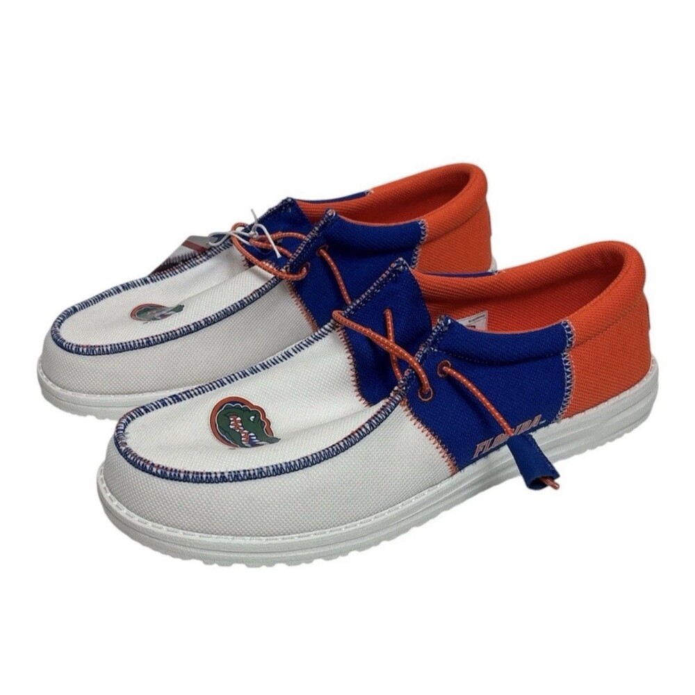 Hey Dude Florida Gators Mens Wally Mesh Shoes Blue/Orange/White Size 11 New